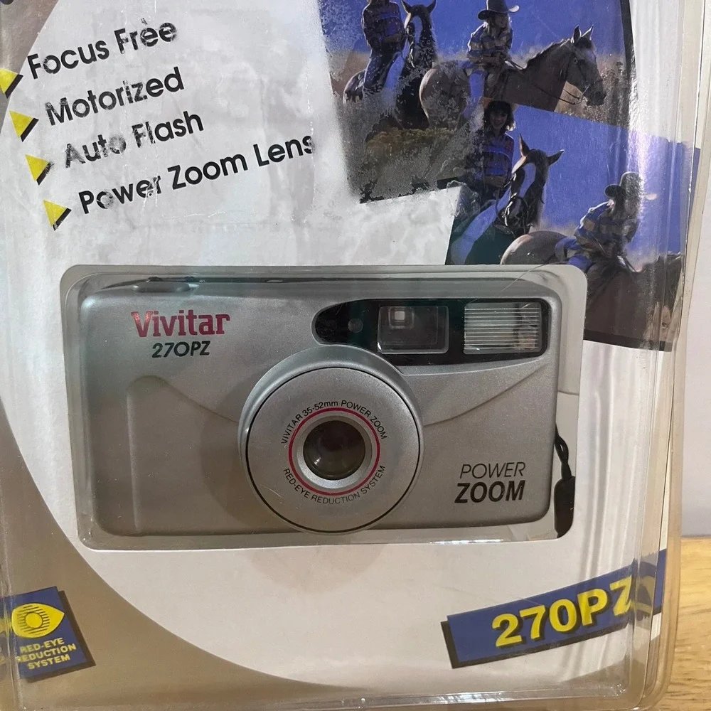 Vtg Vivitar 270PZ Compact Power Zoom 35mm Film Camera Silver New Sealed